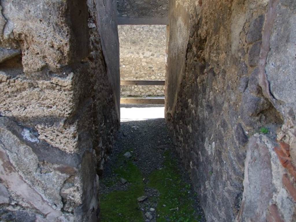VIII.5.9 Pompeii. March 2009. Room 15. Leading to VIII.5.13. Staircase from outside to upper floor. The line of the staircase can still be seen by the plaster at the end of the corridor.