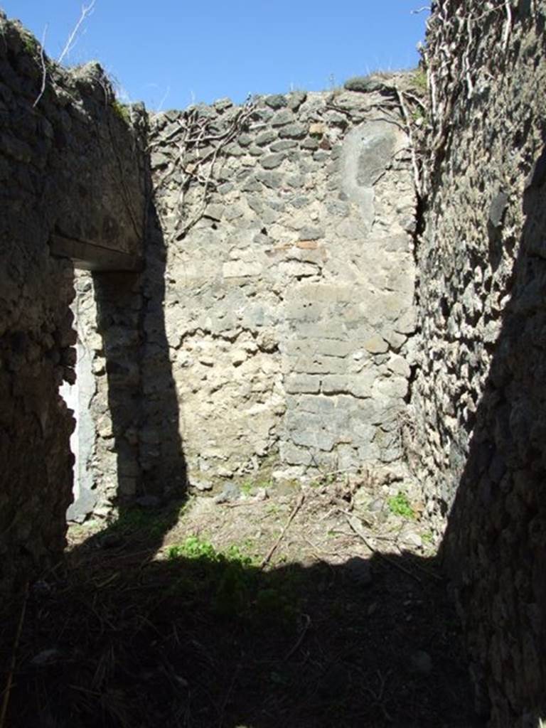 VIII.5.16 Pompeii. March 2009. North wall of small room with door to Large Triclinium, and contained staircase to upper floor?