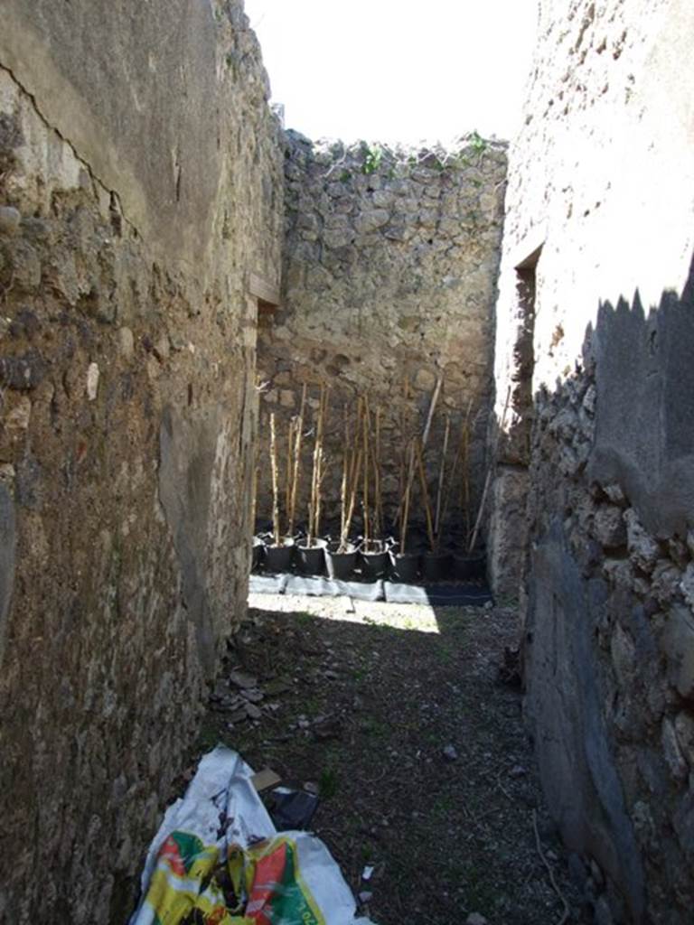 VIII.5.16 Pompeii. March 2009. Room 4, Corridor, looking west with Room 2, on the left, and Small Room leading to Large Triclinium, on right.