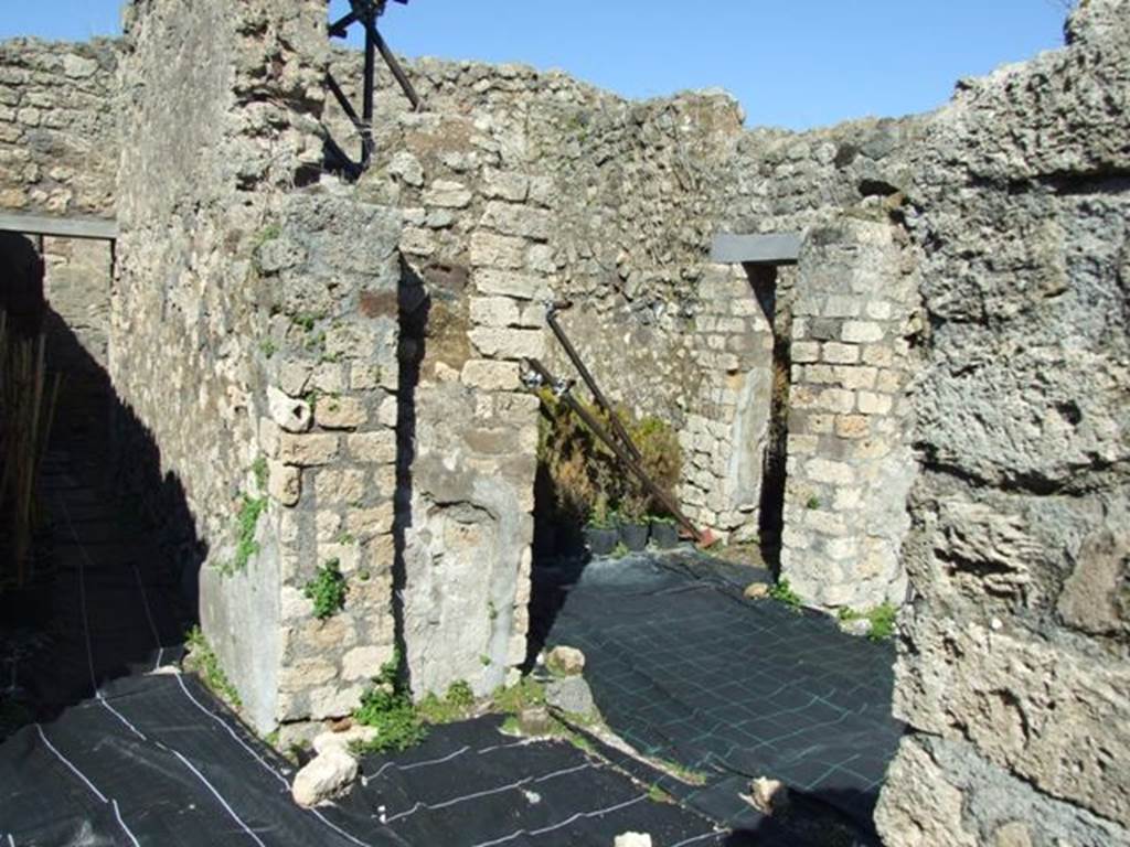 VIII.5.16 Pompeii. March 2009. Doorway to room 3, anteroom, and room 3, triclinium at the rear.