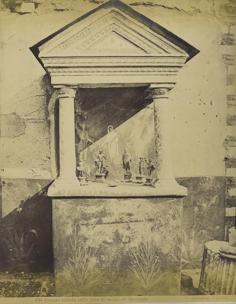 VIII.5.37 Pompeii. Mid 1890’s photograph by Esposito, numbered 130.
Room 1, aedicula lararium in atrium. Photo courtesy of Rick Bauer.