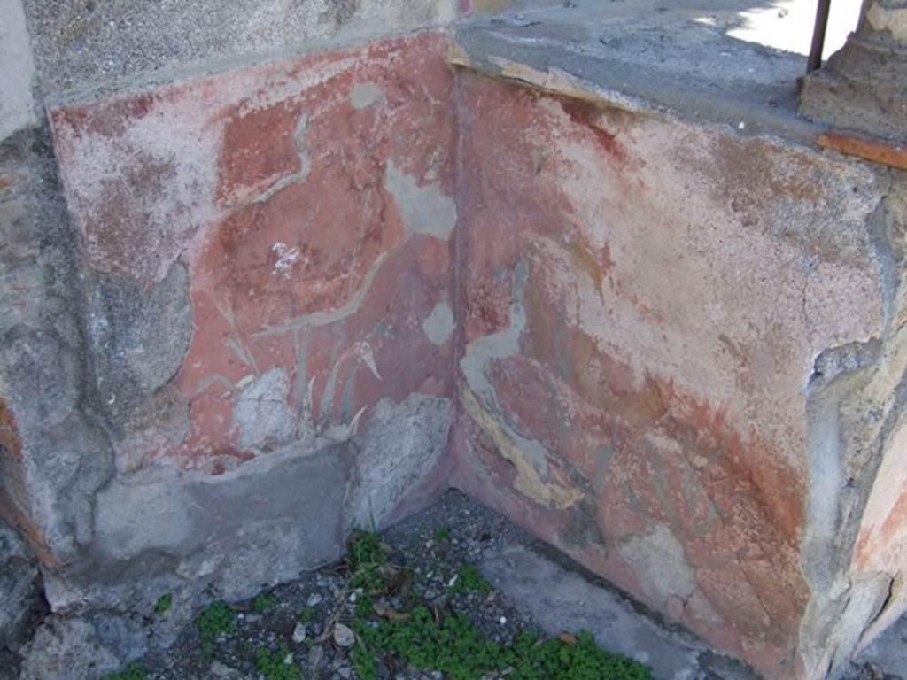 VIII.5.37 Pompeii. March 2009. VIII.5.37 Pompeii. March 2009. Lararium Podium, North side with painted plants.