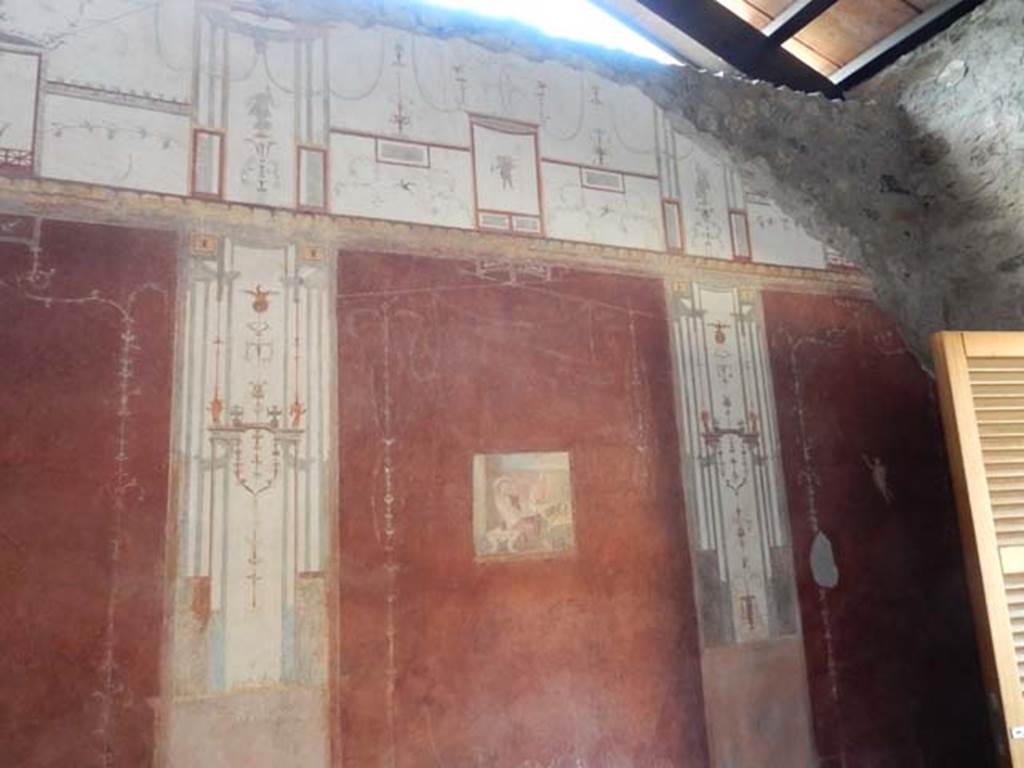 VIII.5.37 Pompeii. May 2017. Room 13, looking towards upper east end of north wall after restoration. Photo courtesy of Buzz Ferebee.