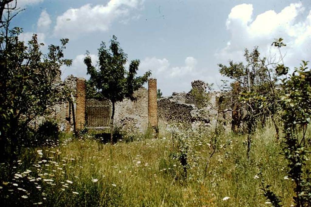 VIII.5.38/16 Pompeii. 1959. Looking towards the north portico, and north-east corner.
Photo by Stanley A. Jashemski.
Source: The Wilhelmina and Stanley A. Jashemski archive in the University of Maryland Library, Special Collections (See collection page) and made available under the Creative Commons Attribution-Non Commercial License v.4. See Licence and use details.
J59f0307