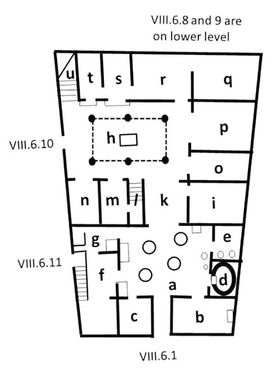 VIII.6.1.10.11 Upper level plan (North is at the top).