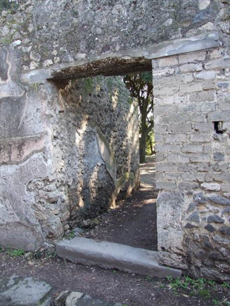 VIII.6.6 Pompeii. March 2009. Entrance on Vicolo delle Pareti Rosse. Looking south.