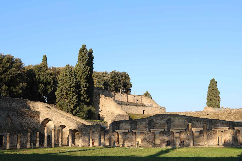 VIII.7.16 Pompeii. December 2018.
Looking north-west towards steps to Triangular Forum and Large Theatre, from south side. Photo courtesy of Aude Durand.