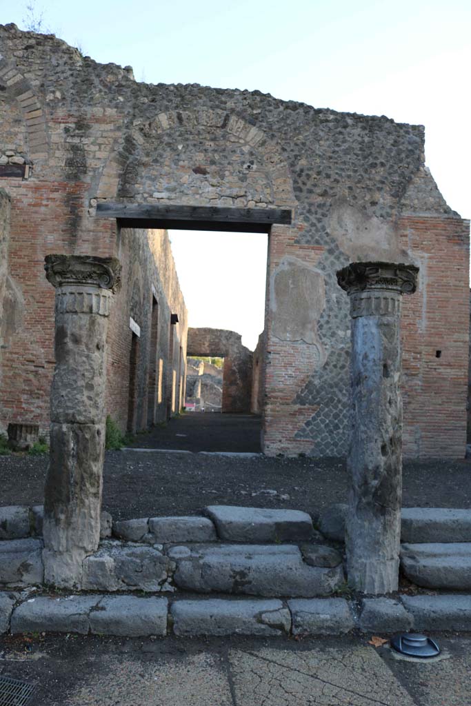 VIII.7.17 Pompeii. December 2018.
Looking east to entrance from Gladiators’ Barracks. Photo courtesy of Aude Durand.