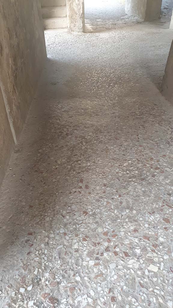VIII.7.20 Pompeii. August 2021.
Detail of flooring, looking west towards steps to the Tribunal and entrances to the Large Theatre.
Foto Annette Haug, ERC Grant 681269 DÉCOR.