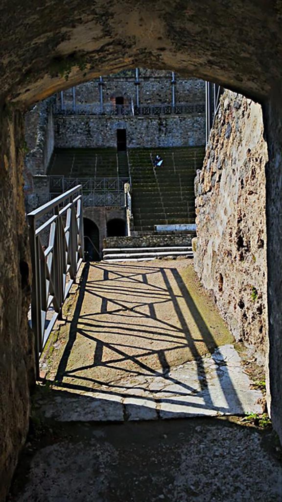 VIII.7.20 Pompeii. 2015/2016.
Looking west across Theatre, from the arched entrance to the ramp leading to media cavea.
Photo courtesy of Giuseppe Ciaramella.