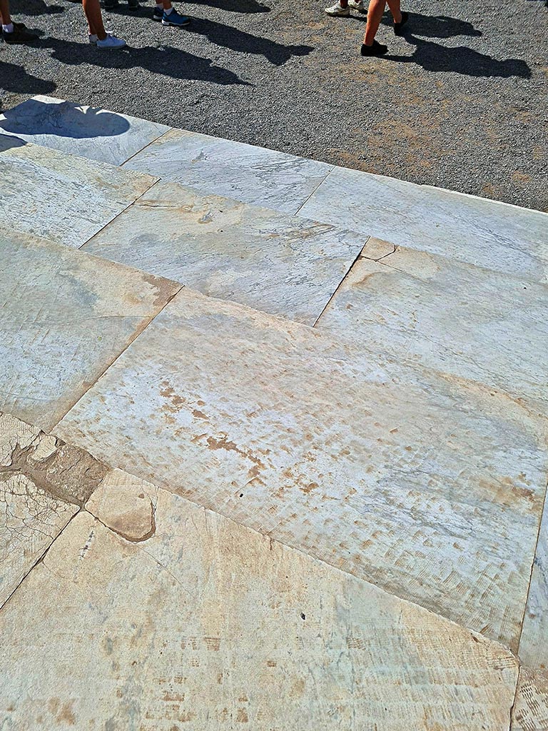 VIII.7.20 Pompeii. September 2024. Detail of seating. Photo courtesy of Giuseppe Ciaramella.