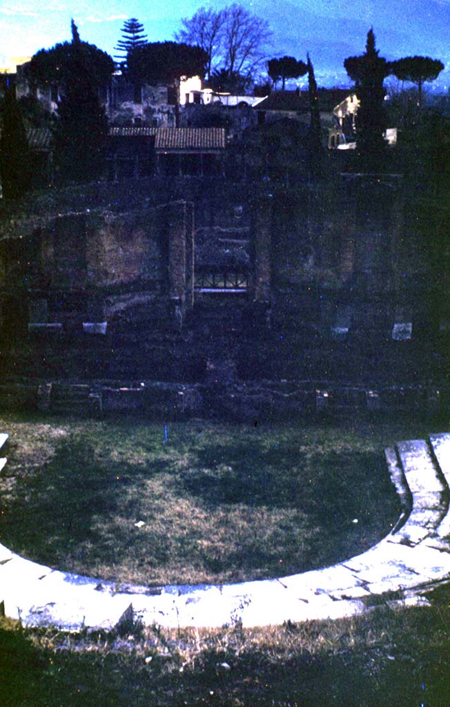 VIII.7.20 Pompeii. February 1952.
Looking south in Large Theatre. Photo courtesy of John Vanko.
His father took this photo in 1952, identical to the one above.