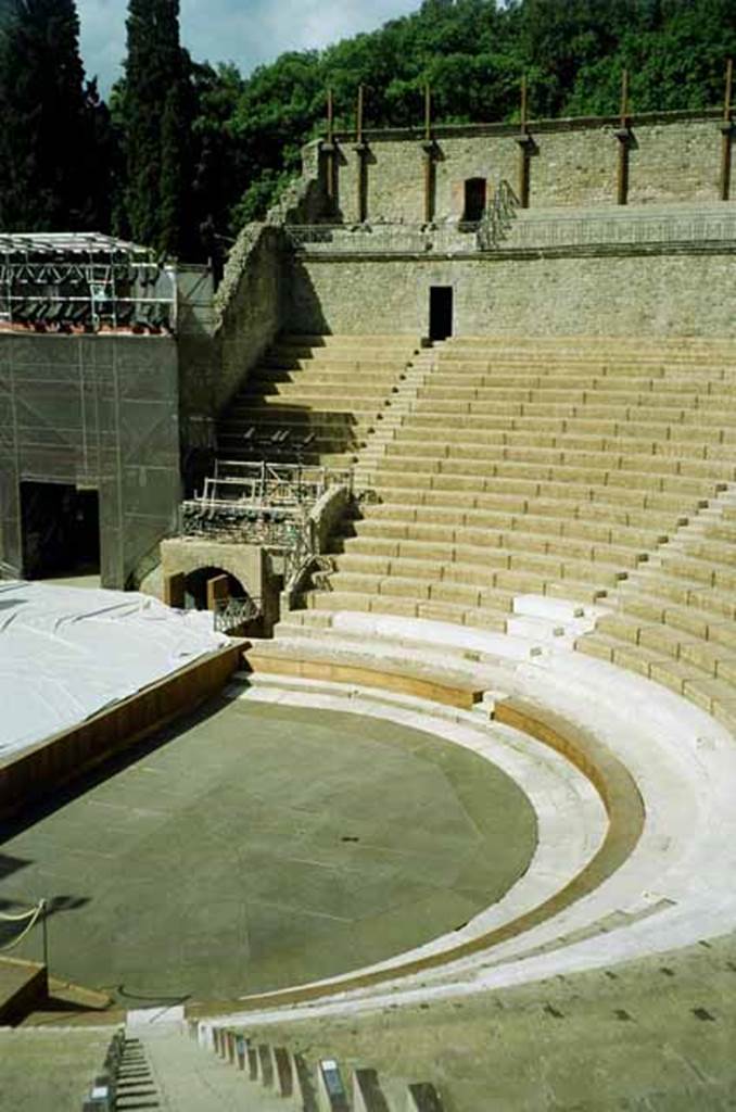 VIII.7.20 Pompeii. June 2010. Looking from the summa cavea down to the orchestra. Photo courtesy of Rick Bauer.