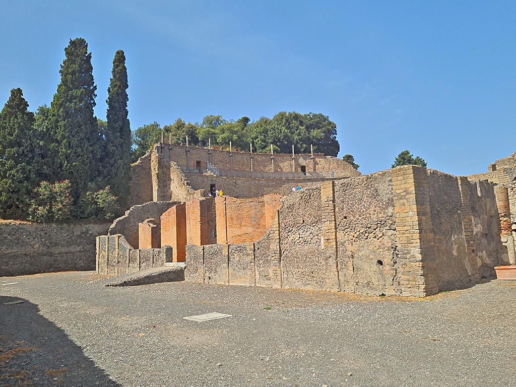 VIII.7.20 Pompeii. September 2024. Looking north-west from rear of stage. Photo courtesy of Giuseppe Ciaramella.