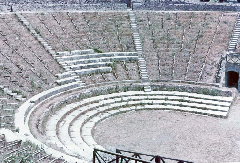 VIII.7.21 Pompeii June 1962. Looking towards east side.
Photo by Brian Philp: Pictorial Colour Slides, forwarded by Peter Woods
(P43.11 POMPEII The Great Theatre).