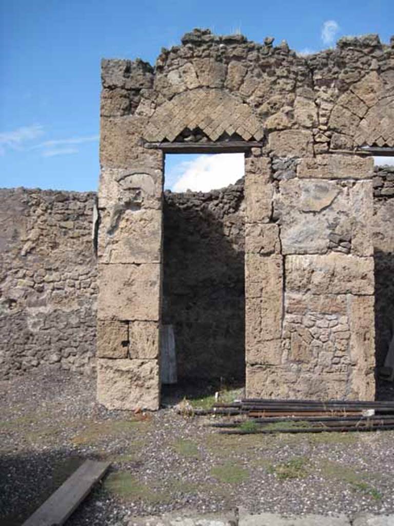 VIII.7.24 Pompeii. September 2010. North wall of atrium with doorway to second room (on right of atrium). Looking north. Photo courtesy of Drew Baker.