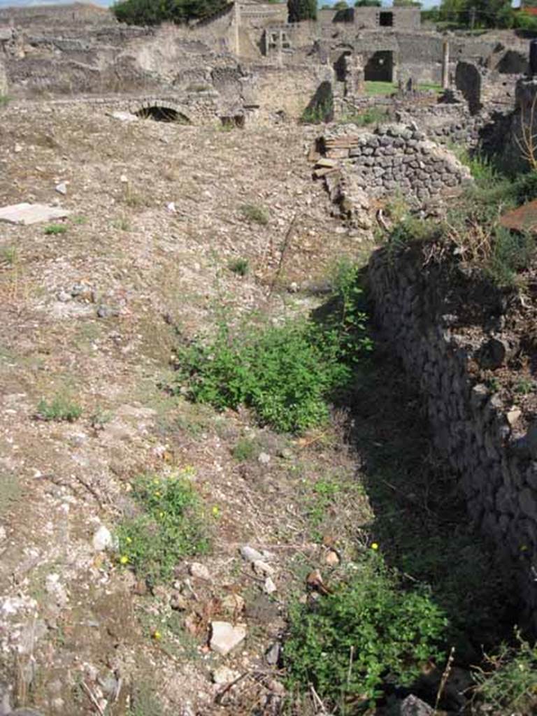 VIII.7.24 Pompeii. September 2010. Looking east along wall of southern portico. Photo courtesy of Drew Baker.