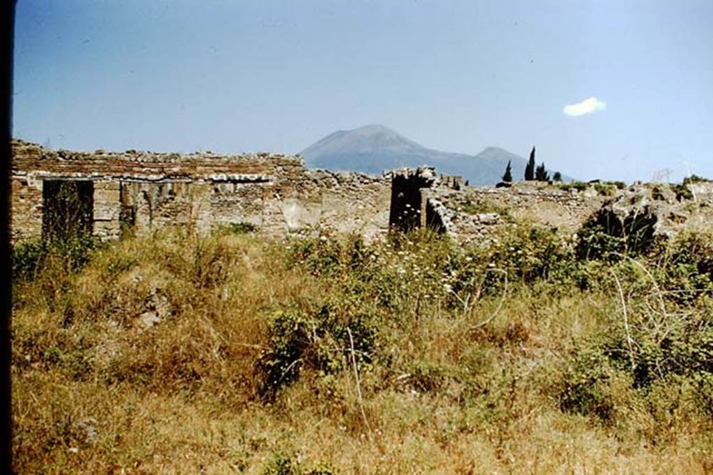 VIII.7.26 Pompeii. 1959. Looking north to rear of house, with rear of VIII.7.24, on right.
The atrium is on the left, and the large triclinium is in the centre of the photo. Photo by Stanley A. Jashemski.
Source: The Wilhelmina and Stanley A. Jashemski archive in the University of Maryland Library, Special Collections (See collection page) and made available under the Creative Commons Attribution-Non Commercial License v.4. See Licence and use details.
J59f0259