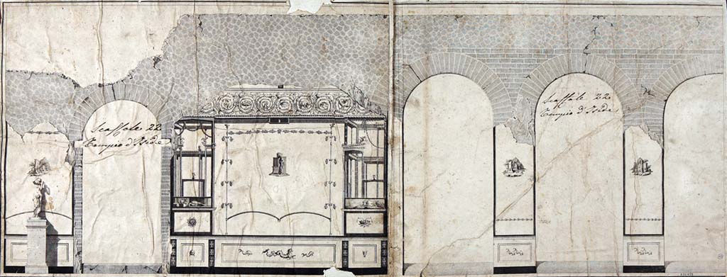 VIII.7.28 Pompeii. Sacrarium and Ekklesiasterion entrances on west portico showing wall decoration and statue of Venus.
Painting and engraving by Aniello Cataneo and Giovanni Battista Casanova.
Now in Naples Archaeological Museum. Inventory number ADS 899.
Photo © ICCD. http://www.catalogo.beniculturali.it
Utilizzabili alle condizioni della licenza Attribuzione - Non commerciale - Condividi allo stesso modo 2.5 Italia (CC BY-NC-SA 2.5 IT)