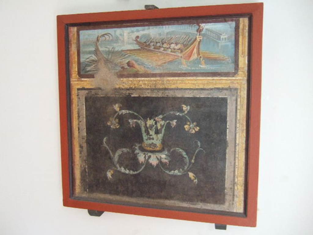 VIII.7.28 Pompeii. Naval scene. Found on feature on left part of north wall.
Now in Naples Archaeological Museum. Inventory number 8552.