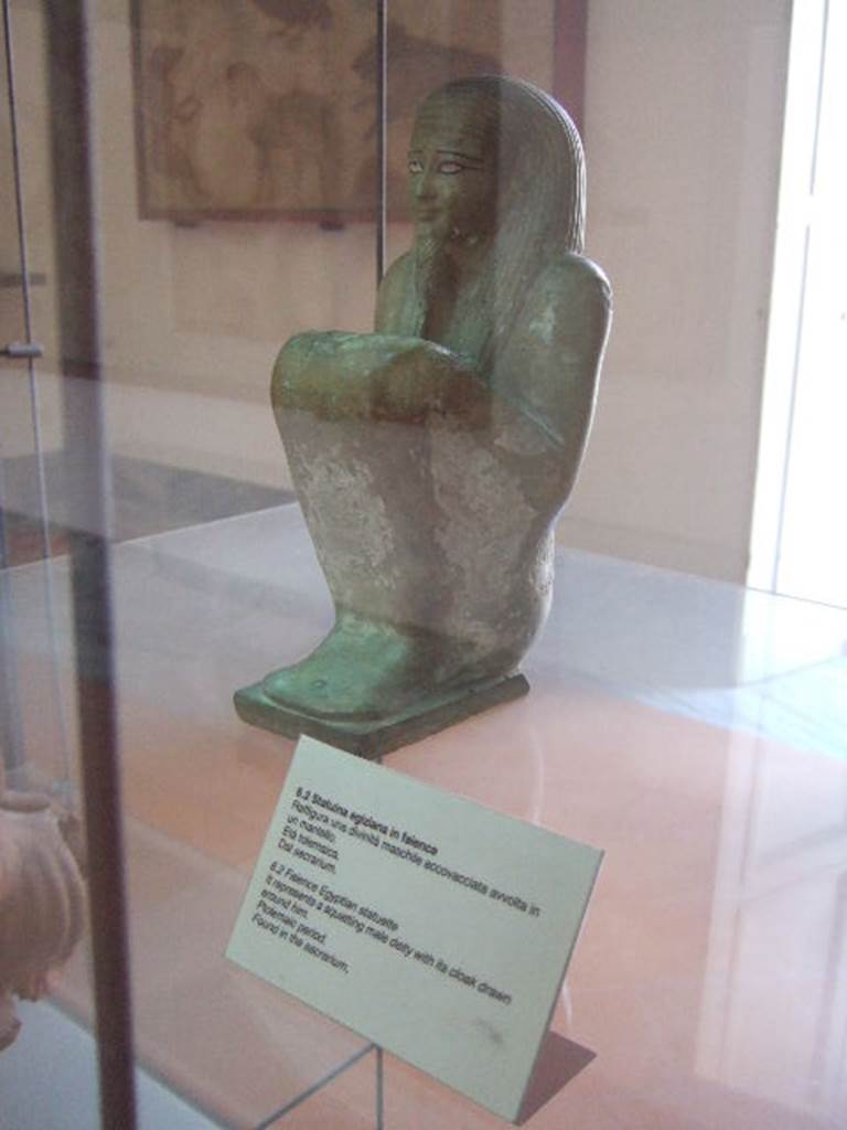 VIII.7.28 Pompeii. Squatting Egyptian male deity found in the Sacrarium.
Now in Naples Archaeological Museum.