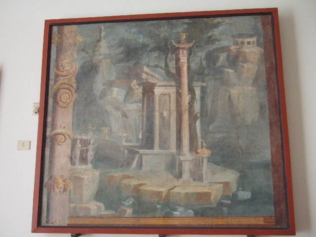 VIII.7.28 Pompeii. Painted panel found on the right of the north wall of the Ekklesiasterion.
Now in Naples Archaeological Museum. Inventory number 8574.
