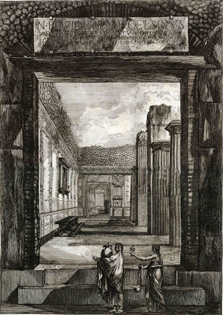 VIII.7.28 Pompeii. 1804. Drawing of view into east portico from entrance.
See Piranesi, F, 1804. Antiquités de la Grande Grèce: Tome II. Paris: Piranesi and Le Blanc. (plate 61).