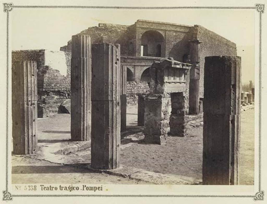 VIII.7.30 Pompeii. Album dated January 1874. Looking across east side of Triangular Forum, with theatre in background. Photo courtesy of Rick Bauer.