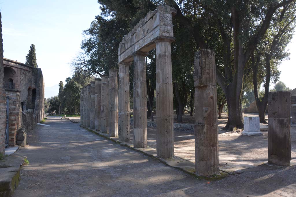 VIII.7.30 Pompeii. March 2019. Triangular Forum looking south along outer east side and columns.
Foto Annette Haug, ERC Grant 681269 DÉCOR.
