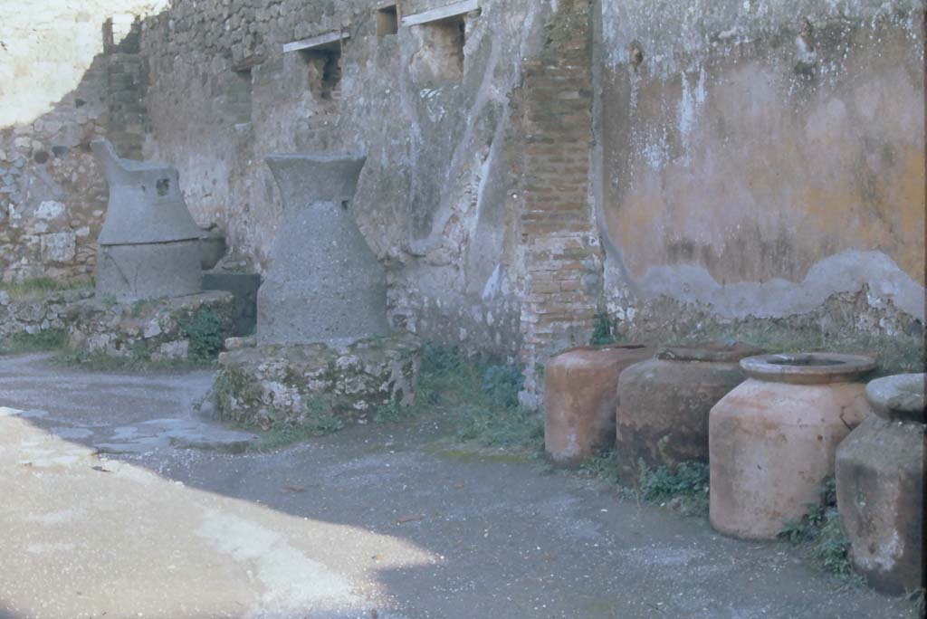 IX.1.3 Pompeii. 4th December 1971. Looking east along south wall.
Photo courtesy of Rick Bauer, from Dr George Fay’s slides collection.