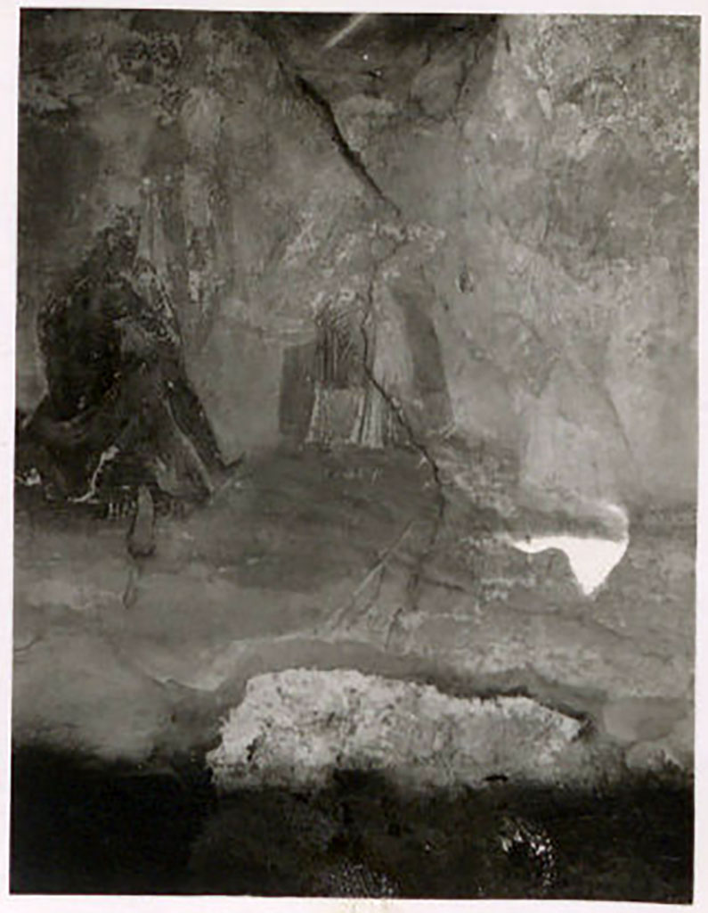 IX.1.22 Pompeii. Pre-1943.
Room 19, wall painting on north wall of Orpheus and the Muses. Photo by Tatiana Warscher.
See Warscher, T. Codex Topographicus Pompeianus, IX.1. (1943), Swedish Institute, Rome. (no.130), p. 223.