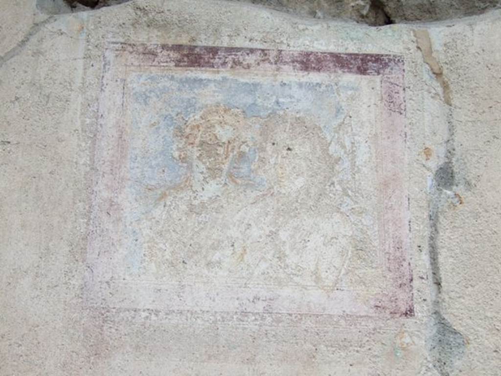 IX.1.22 Pompeii. December 2007. Room 19, wall painting on west wall, south side, probably Dionysus and Ariadne, Helbig 348b.
Helbig identifies in the 1st room on the right behind the 1st peristyle: Hercules, Orpheus and Muses, 893, Acteon, 252, Bust of Dionysus and Ariadne, 384b.
See Helbig, W., 1868. Wandgemälde der vom Vesuv verschütteten Städte Campaniens. Leipzig: Breitkopf und Härtel. (252, 384b).
See Schefold, K., 1957. Die Wande Pompejis. Berlin: De Gruyter. (p.238)
