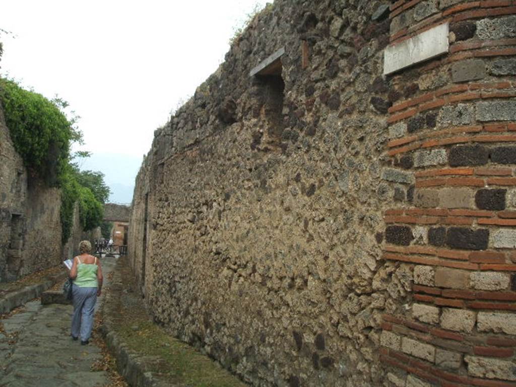 Vicolo di Tesmo, looking south from outside IX.1.29, Pompeii.May 2005.