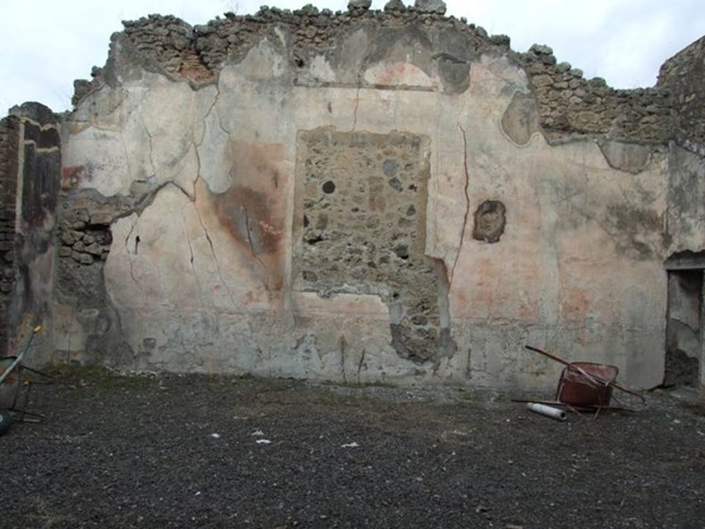 IX.2.16 Pompeii. December 2007. North wall of atrium. The painting of Bellerophon before Proetus was found in the middle of the north wall, and removed. Now in Naples Archaeological Museum. Inventory number 115399.