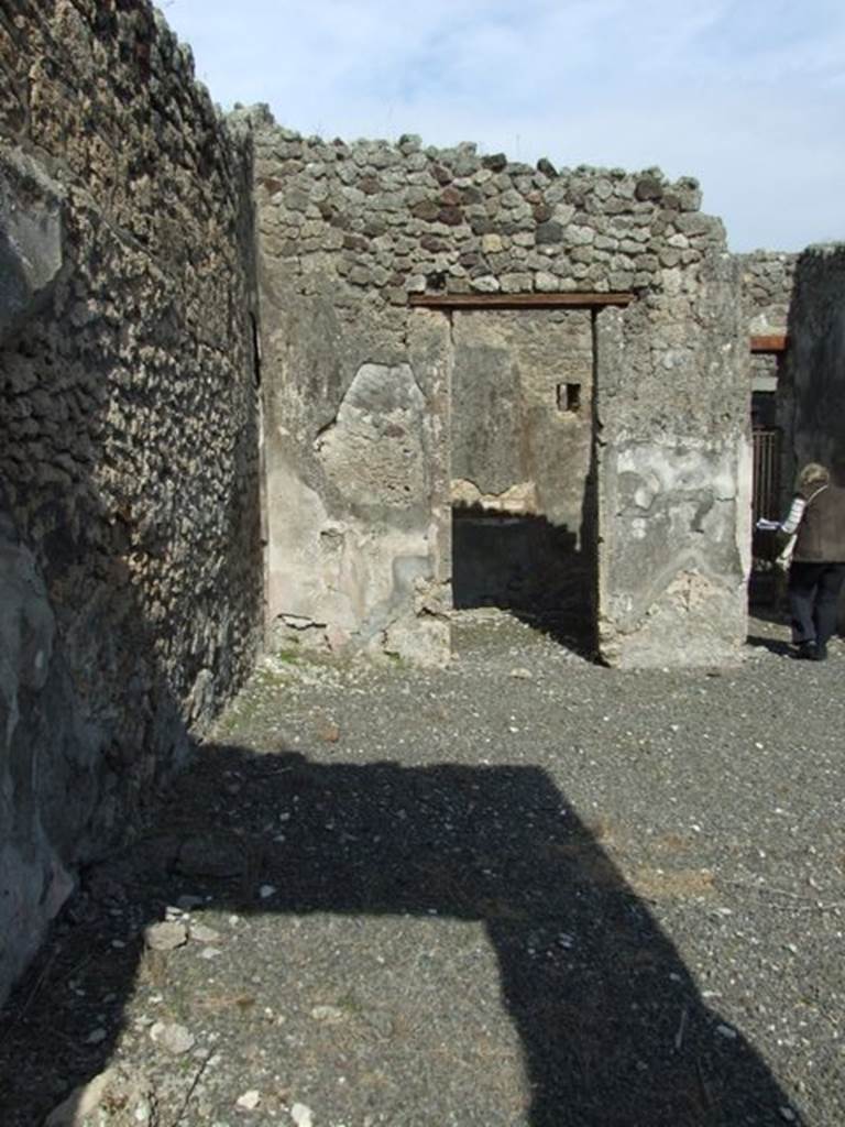 IX.2.18 Pompeii. March 2009. Room 1, north-east corner of atrium. North side, looking east towards room 2 and entrance corridor.