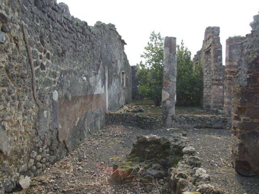 IX.2.21 Pompeii. March 2009. Room 10, East portico, and room 11, Garden area, looking west from room 8.