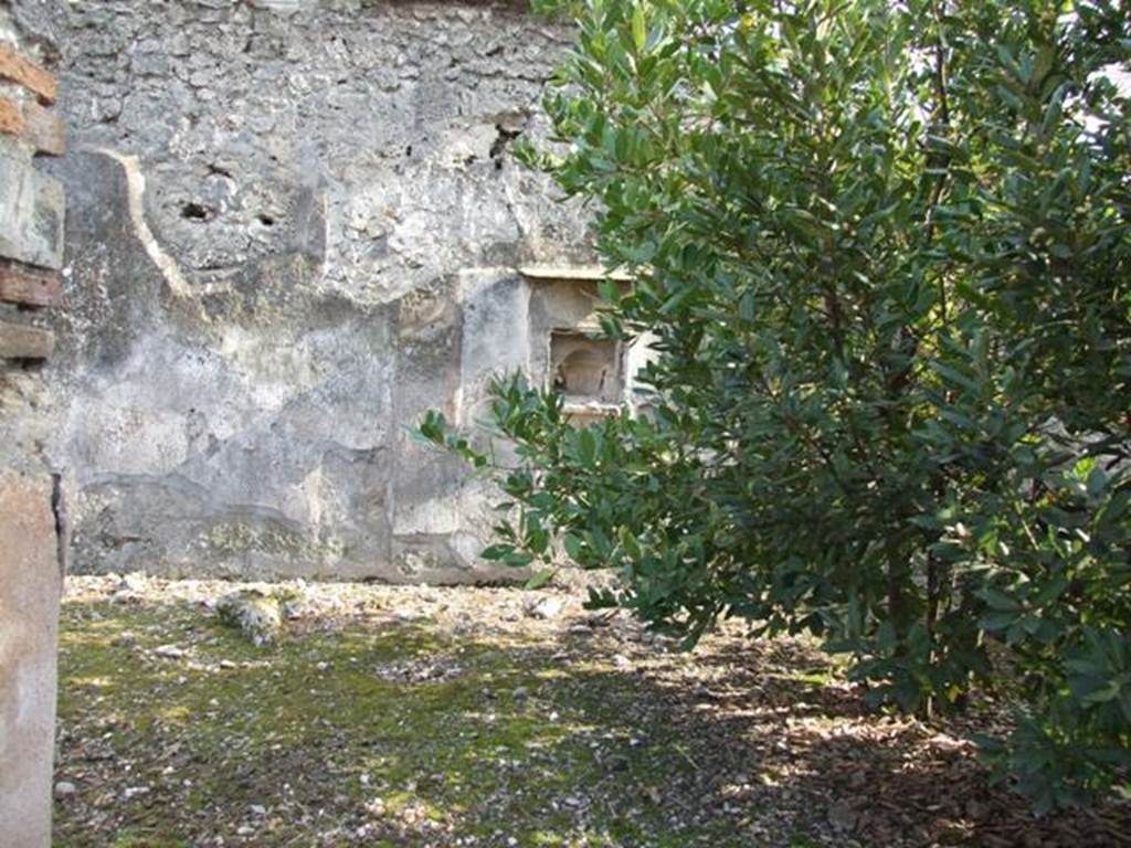 IX.2.21 Pompeii. March 2009. Room 11. Garden area. South wall with aedicula shrine.