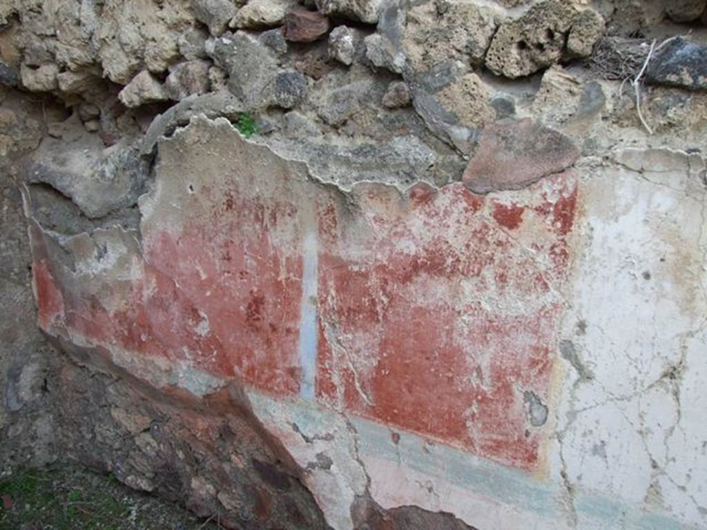 IX.2.21 Pompeii. March 2009. Room 13, remains of painted plaster on north wall, and recess in alcove at west end.