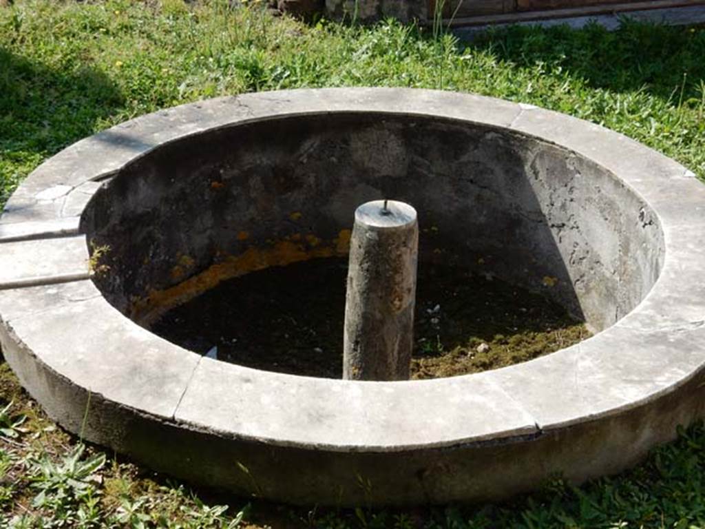 IX.3.5 Pompeii. May 2015. Room 26, detail of circular pool. Photo courtesy of Buzz Ferebee.