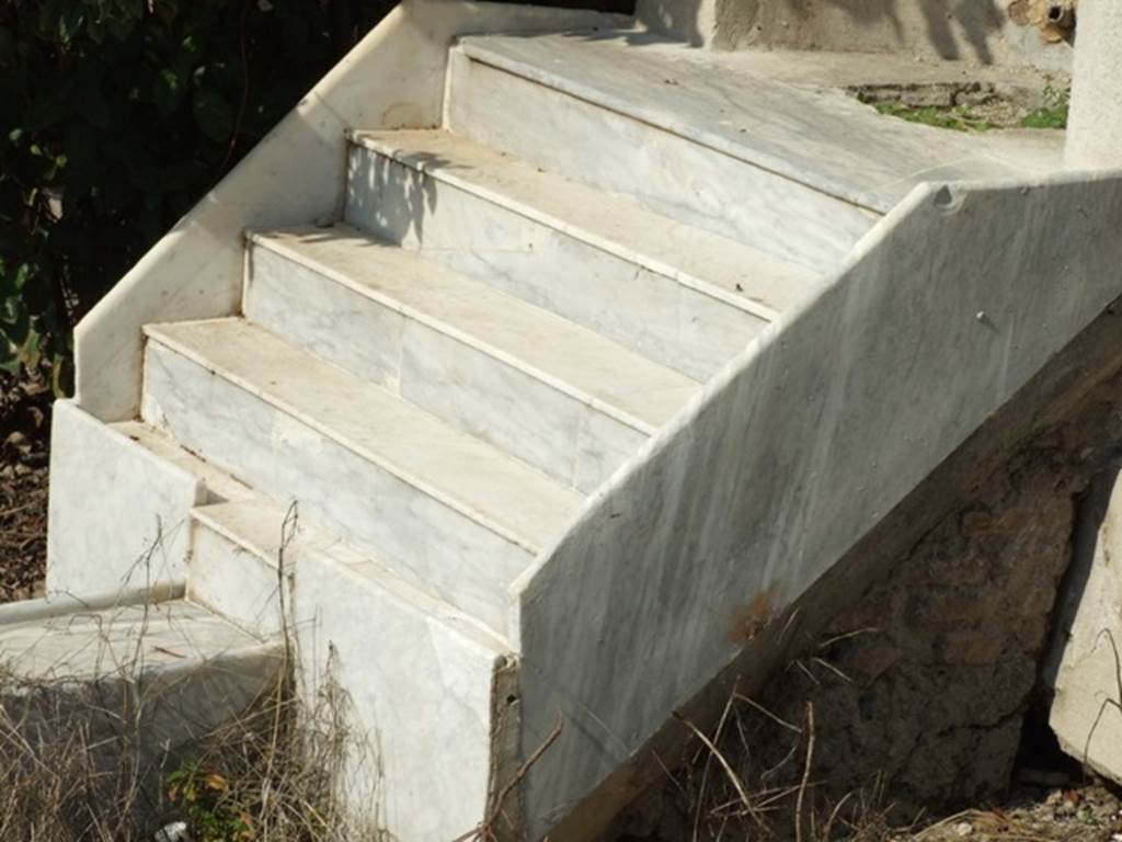 IX.3.5 Pompeii.  March 2009.  Room 26.  White marble steps of waterfall.