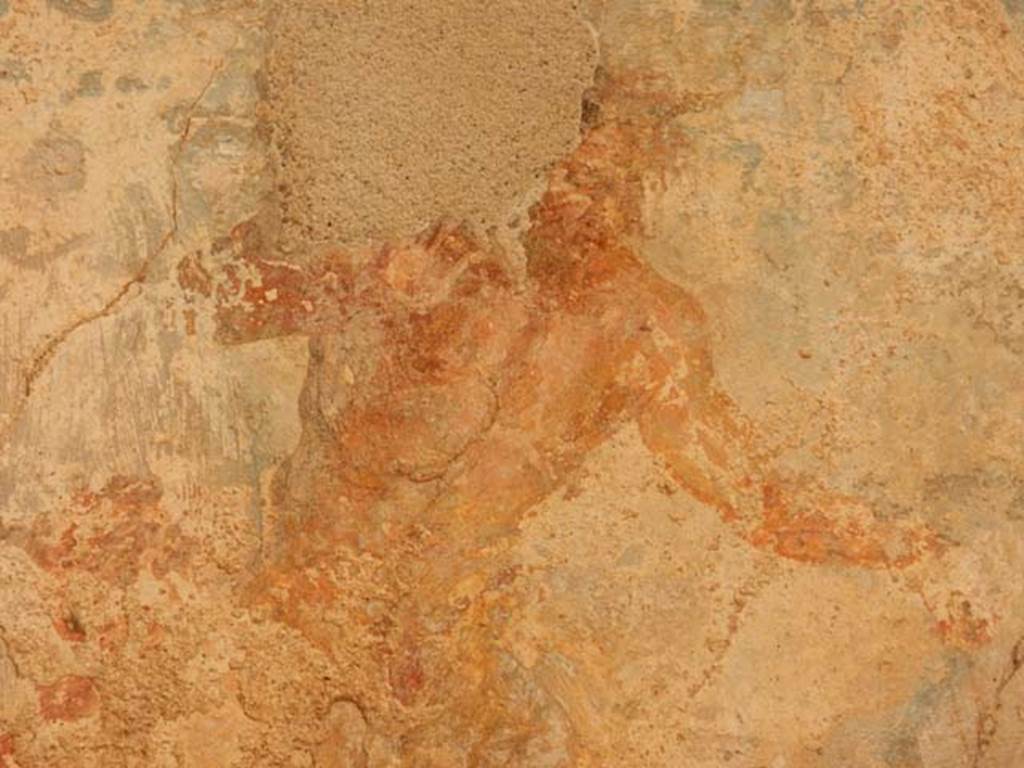IX.3.5 Pompeii. May 2015. Room 4, detail of Satyr from central painting on north wall.
Photo courtesy of Buzz Ferebee.