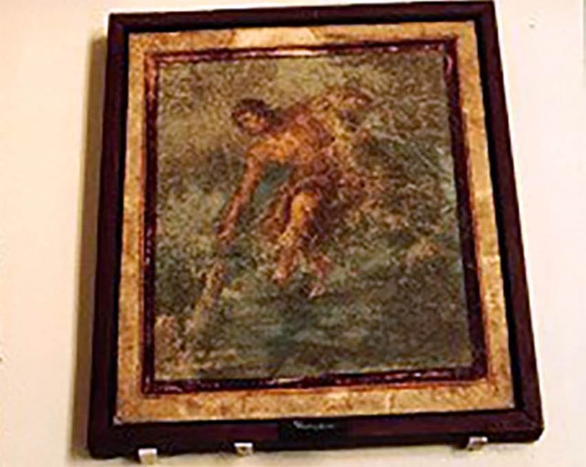 IX.3.5 Pompeii. March 2009. Room 5, centre panel in west wall.
Wall painting of Phrixus and Helle.
Now in Naples Archaeological Museum. Inventory number 8896.
