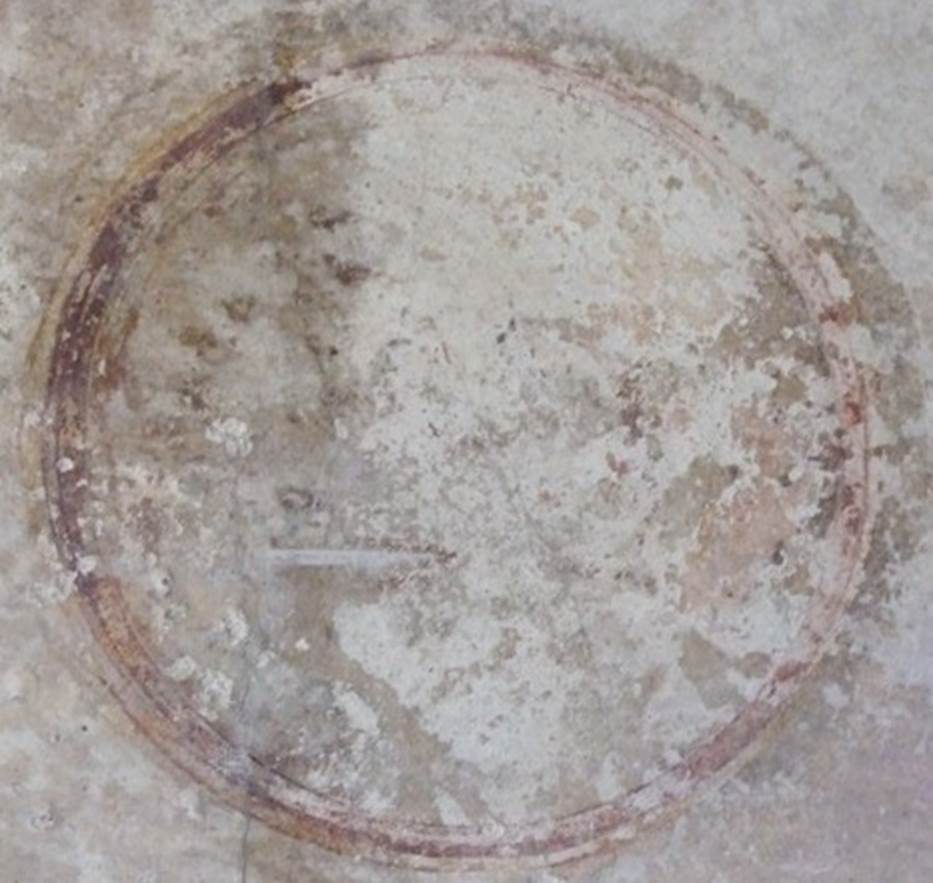 IX.3.5 Pompeii. March 2009. Room 5, south wall, east end. Remains of painted medallion of Zeus or Jupiter. See Bragantini, de Vos, Badoni, 1986. Pitture e Pavimenti di Pompei, Parte 3. Rome: ICCD. p. 436. See Helbig, W., 1868. Wandgemälde der vom Vesuv verschütteten Städte Campaniens. Leipzig: Breitkopf und Härtel. (99). See Schefold, K., 1957. Die Wände Pompejis. Berlin: De Gruyter. p. 247.
