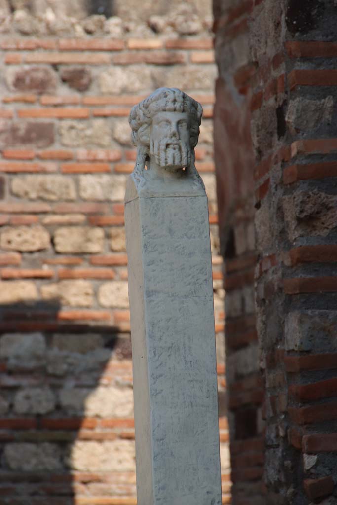 IX.3.5 Pompeii. September 2017. Looking east across garden towards herm with bust on top.
Photo courtesy of Klaus Heese.