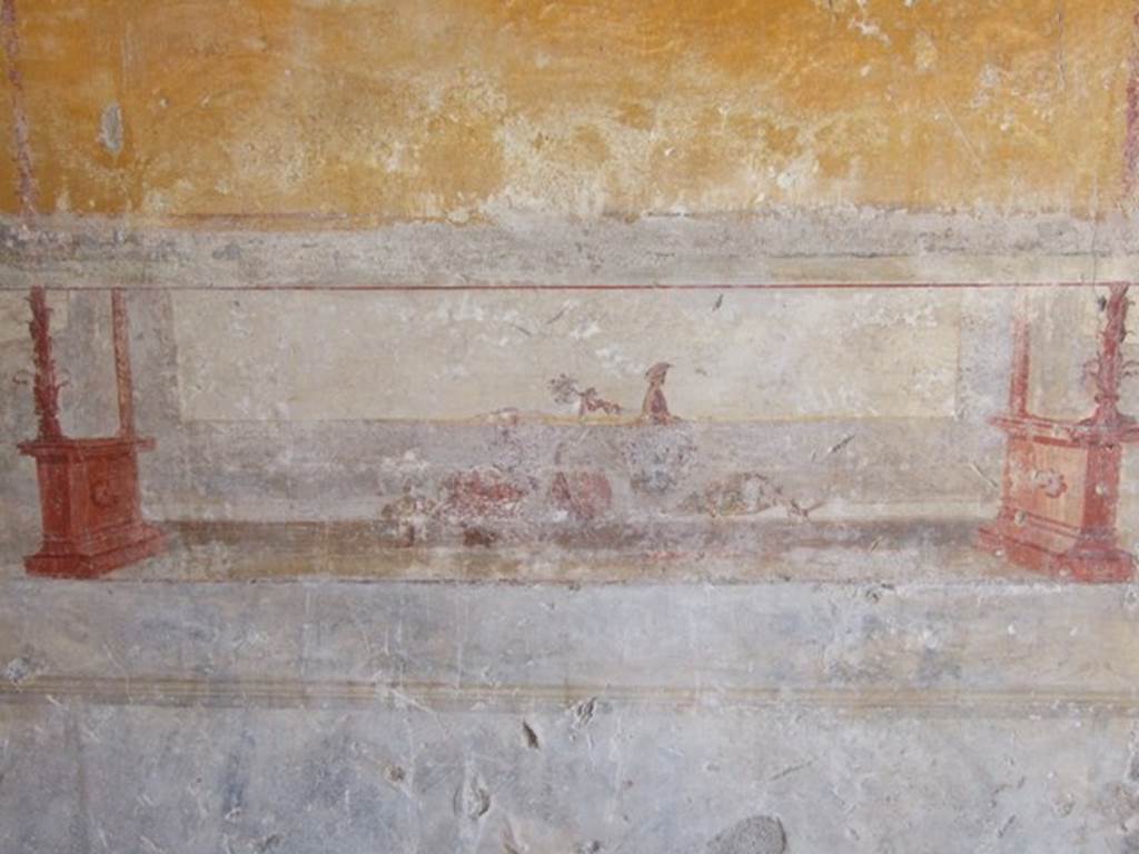 IX.3.5 Pompeii. March 2009. Room 13, wall painting in centre of lower part of west wall.
