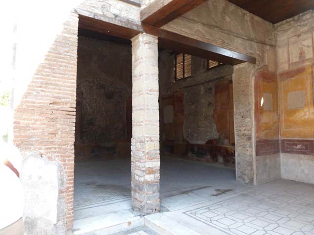 IX.3.5 Pompeii. September 2015. Looking south-east across room 13, into room 14.