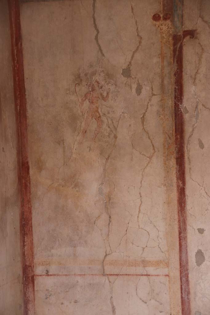 IX.3.5 Pompeii. October 2020. Room 15, east end of south wall with painted figure. Photo courtesy of Klaus Heese.