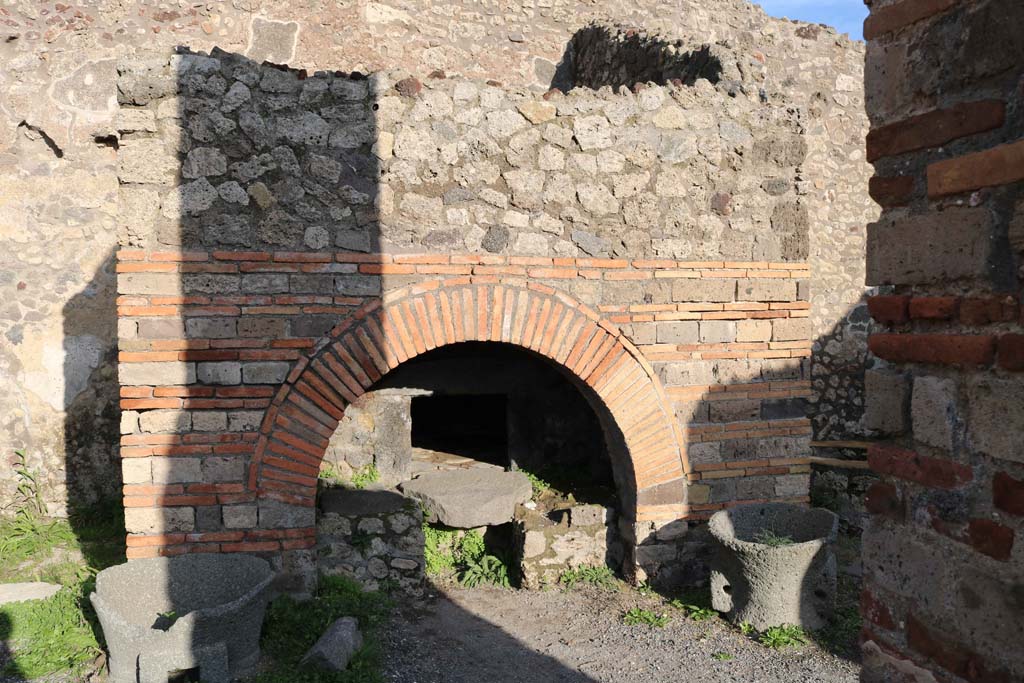 IX.3.12 Pompeii. December 2018. Looking east to oven. Photo courtesy of Aude Durand.