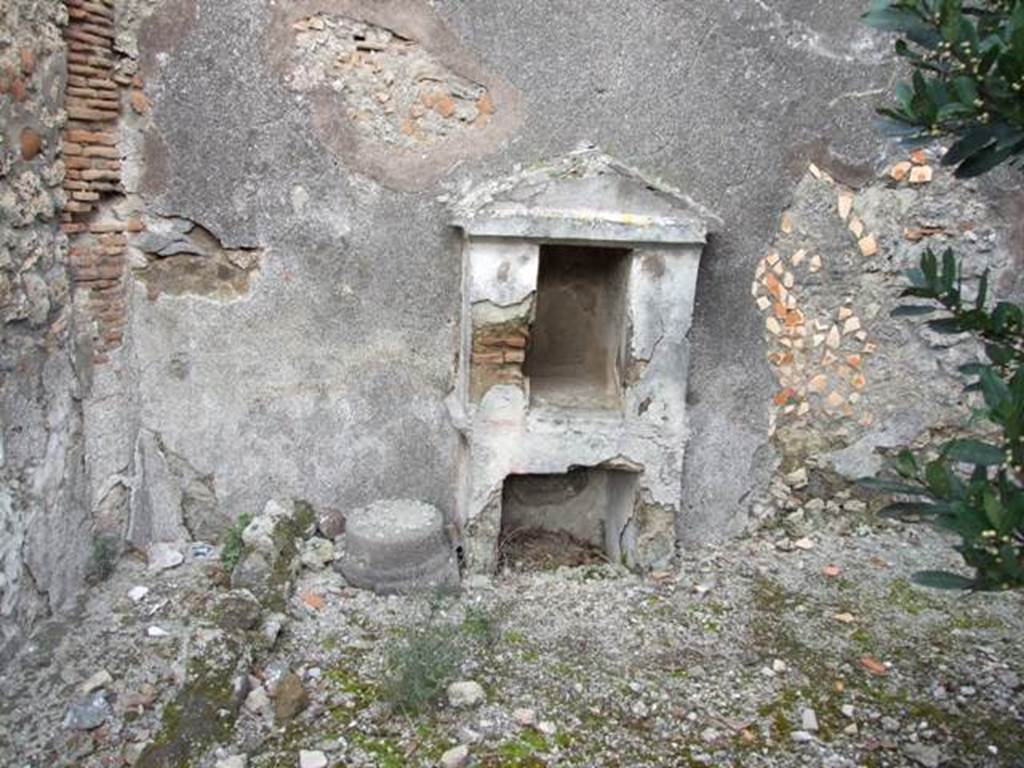 IX.3.15 Pompeii. March 2009. Room 12. East wall with Aedicula Lararium.