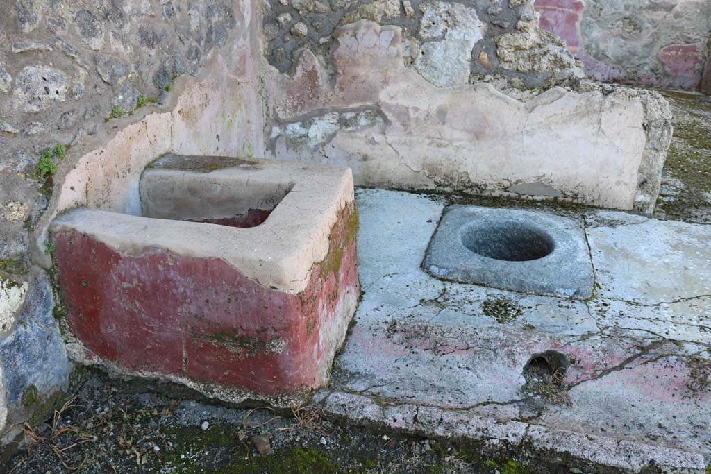 IX.3.22 Pompeii. February 2020.
Looking north across basin/vat against west wall, and cistern-mouth near north wall. Photo courtesy of Aude Durand.